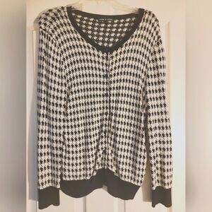 Cable & Gauge Checker Print Button Up Sweater